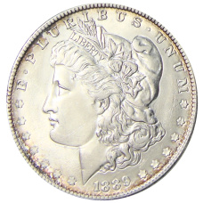 Монета 1 доллар 1889 года США «Доллар Моргана» (аверс)