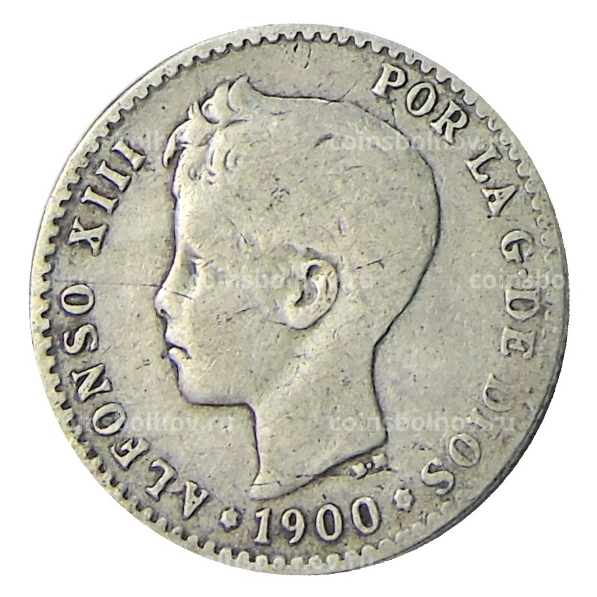 Монета 50 сентимо 1900 года Испания