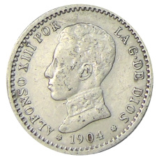 Монета 50 сентимо 1904 года Испания (аверс)