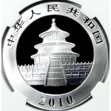 Монета 10 юаней 2010 года Китай «Панда» (в слабе NGC MS 70) (реверс)
