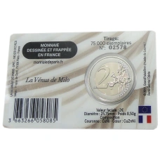 Монета 2 евро 2025 года Франция «Лувр» (на  блистере «Венера Милосская») (реверс)