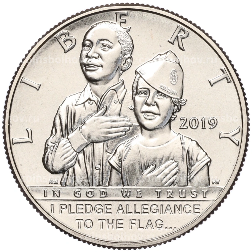 Монета 1/2 доллара (50 центов) 2019 года D США «100 лет американскому легиону»