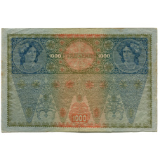 Банкнота 1000 крон 1902 года Австрия — надпечатка (вид 2)