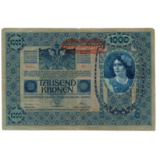 Банкнота 1000 крон 1902 года Австрия — надпечатка