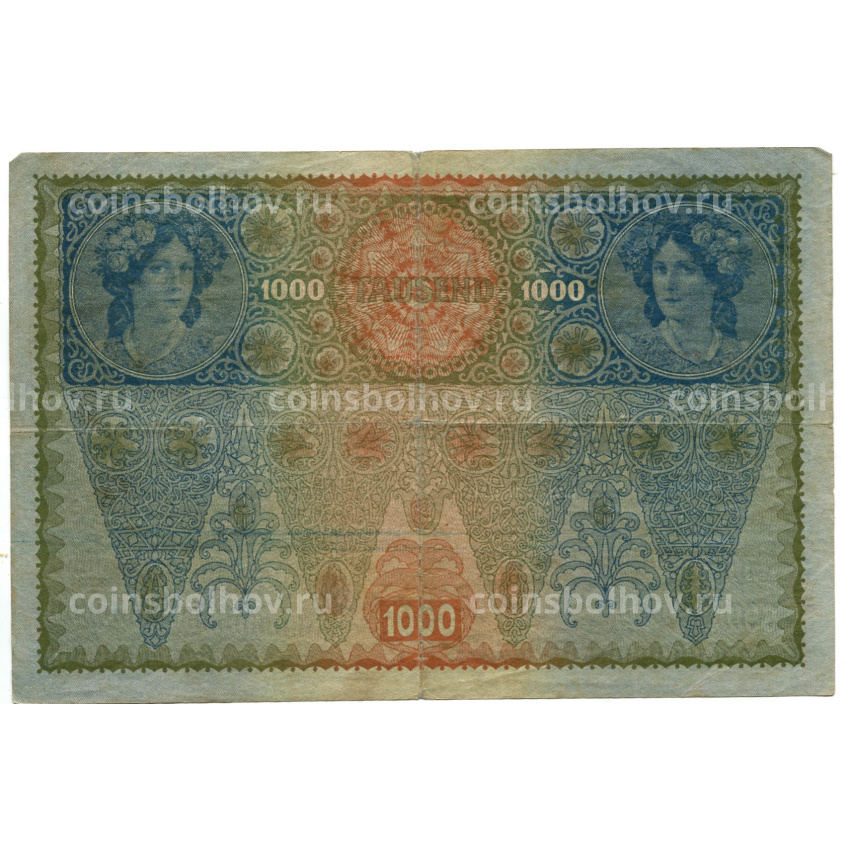 Банкнота 1000 крон 1902 года Австрия — надпечатка (вид 2)