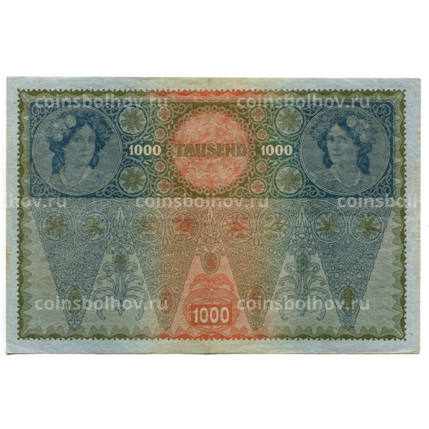 Банкнота 1000 крон 1902 года Австрия — надпечатка (вид 2)