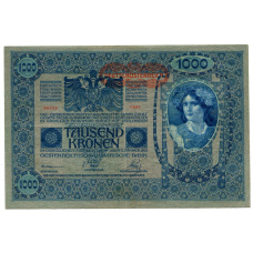 Банкнота 1000 крон 1902 года Австрия — надпечатка