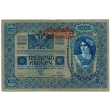 Банкнота 1000 крон 1902 года Австрия — надпечатка (аверс)