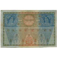 Банкнота 1000 крон 1902 года Австрия — надпечатка (вид 2)