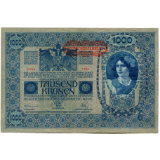 Банкнота 1000 крон 1902 года Австрия — надпечатка (аверс)