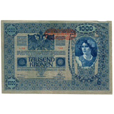 Банкнота 1000 крон 1902 года Австрия — надпечатка (аверс)
