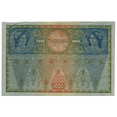 Банкнота 1000 крон 1902 года Австрия — надпечатка (реверс)