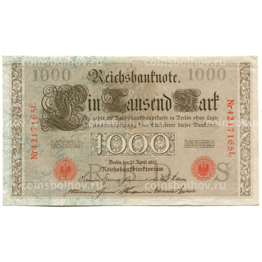Банкнота 1000 марок 1910 года Германия