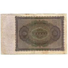 Банкнота 100000 марок 1923 года Германия (вид 2)