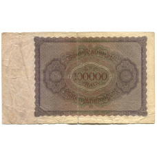 Банкнота 100000 марок 1923 года Германия (вид 2)