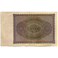 Банкнота 100000 марок 1923 года Германия (вид 2)