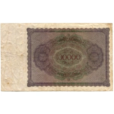 Банкнота 100000 марок 1923 года Германия (вид 2)