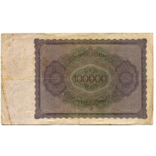 Банкнота 100000 марок 1923 года Германия (вид 2)