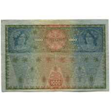Банкнота 1000 крон 1902 года Австрия — надпечатка (реверс)
