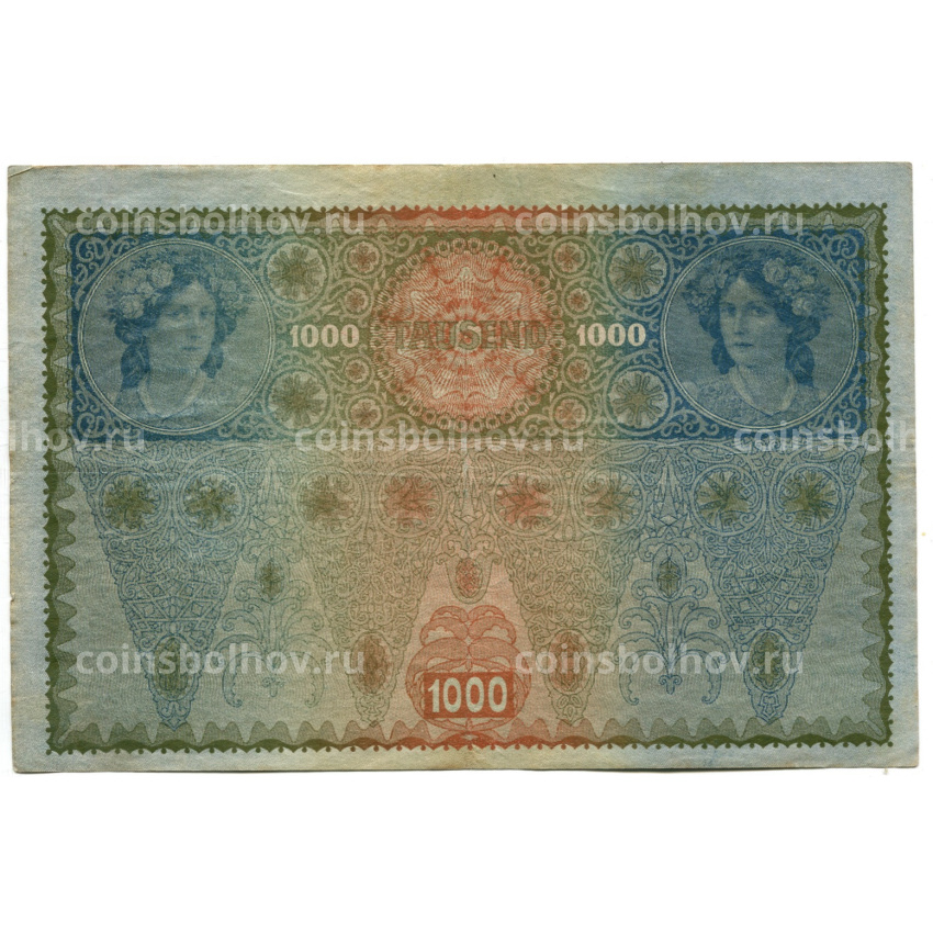 Банкнота 1000 крон 1902 года Австрия — надпечатка (вид 2)