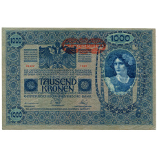 Банкнота 1000 крон 1902 года Австрия — надпечатка