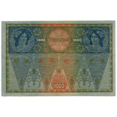 Банкнота 1000 крон 1902 года Австрия — надпечатка (вид 2)