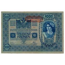 Банкнота 1000 крон 1902 года Австрия — надпечатка (аверс)