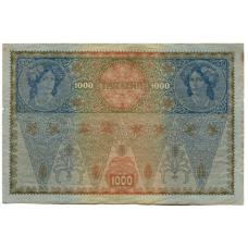 Банкнота 1000 крон 1902 года Австрия — надпечатка (реверс)