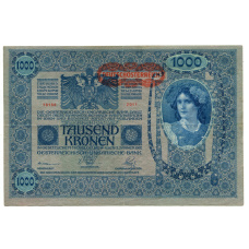 Банкнота 1000 крон 1902 года Австрия — надпечатка (аверс)