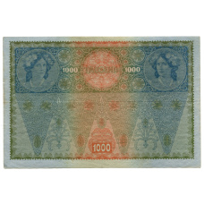Банкнота 1000 крон 1902 года Австрия — надпечатка (реверс)