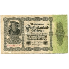 Банкнота 50000 марок 1922 года Германия