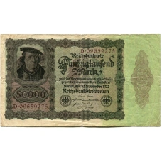Банкнота 50000 марок 1922 года Германия