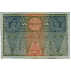 Банкнота 1000 крон 1902 года Австрия — Надпечатка (вид 2)
