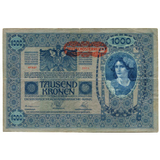 Банкнота 1000 крон 1902 года Австрия — Надпечатка