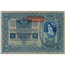 Банкнота 1000 крон 1902 года Австрия — Надпечатка