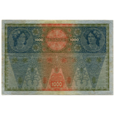 Банкнота 1000 крон 1902 года Австрия — Надпечатка (вид 2)