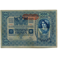 Банкнота 1000 крон 1902 года Австрия — Надпечатка