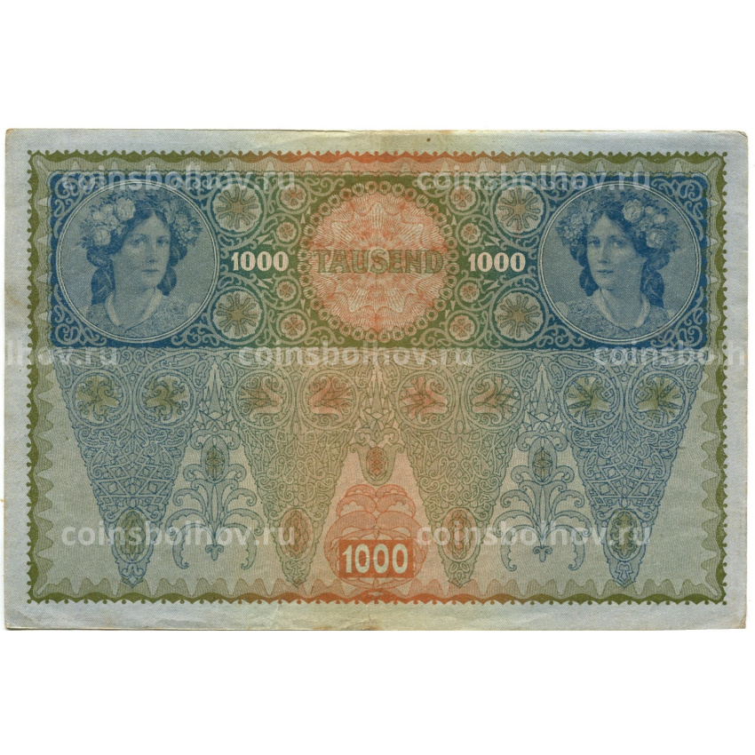 Банкнота 1000 крон 1902 года Австрия — Надпечатка (вид 2)