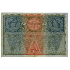 Банкнота 1000 крон 1902 года Австрия — Надпечатка (реверс)