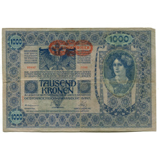 Банкнота 1000 крон 1902 года Австрия — Надпечатка (аверс)