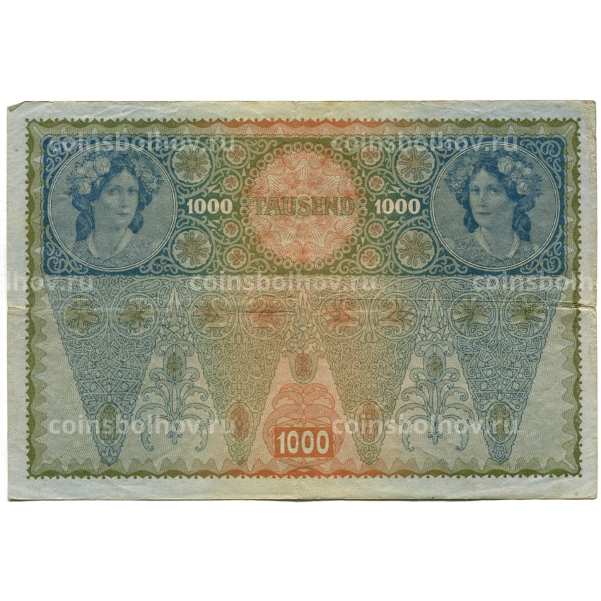 Банкнота 1000 крон 1902 года Австрия — Надпечатка (вид 2)