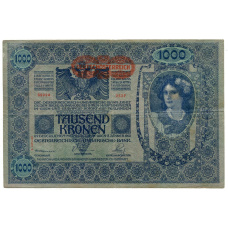 Банкнота 1000 крон 1902 года Австрия — Надпечатка