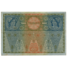 Банкнота 1000 крон 1902 года Австрия — Надпечатка (вид 2)