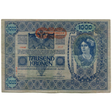 Банкнота 1000 крон 1902 года Австрия — Надпечатка (аверс)