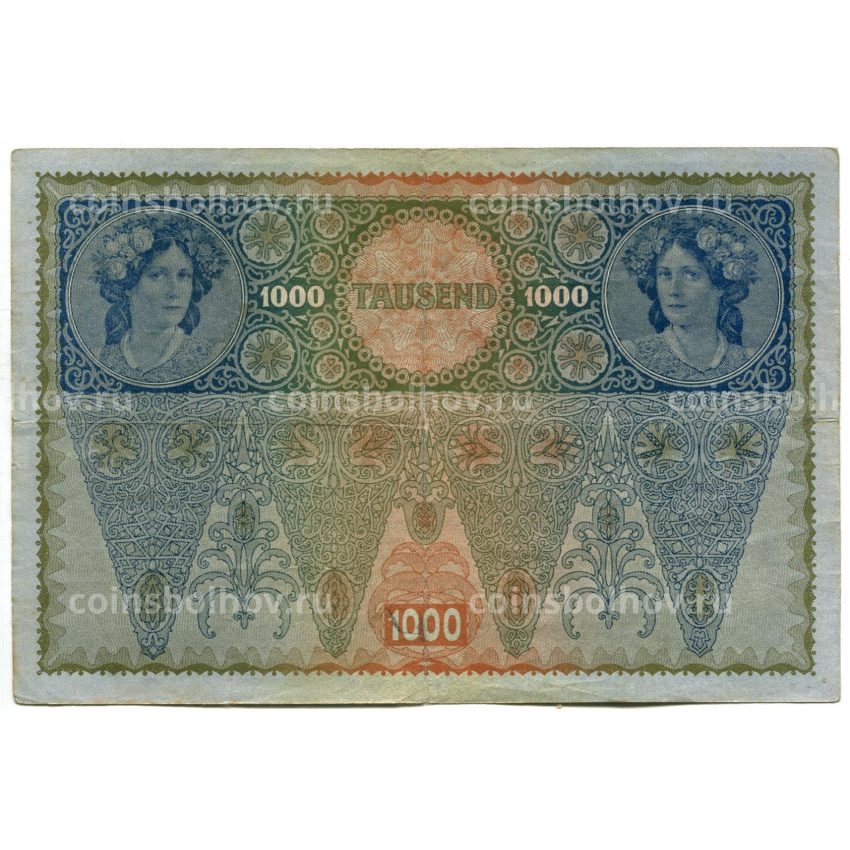 Банкнота 1000 крон 1902 года Австрия — Надпечатка (вид 2)