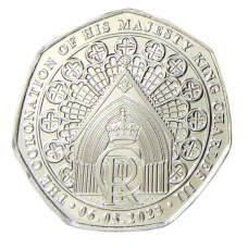 Монета 50 пенсов 2024 года Гибралтар «Коронация короля Карла III» (аверс)