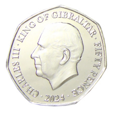Монета 50 пенсов 2024 года Гибралтар «Коронация короля Карла III» (реверс)