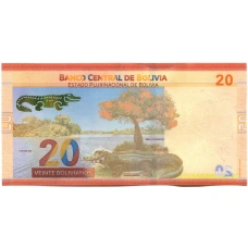 Банкнота 20 боливиано 1986 (2018 года) Боливия «Боливия многонациональная страна» (реверс)