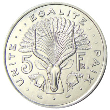 Монета 5 франков 1991 года Джибути (реверс)