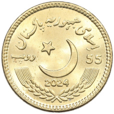 Монета 55 рупий 2024 года Пакистан «555 лет со дня рождения Шри Гуру Нанака Дев Джи» (реверс)